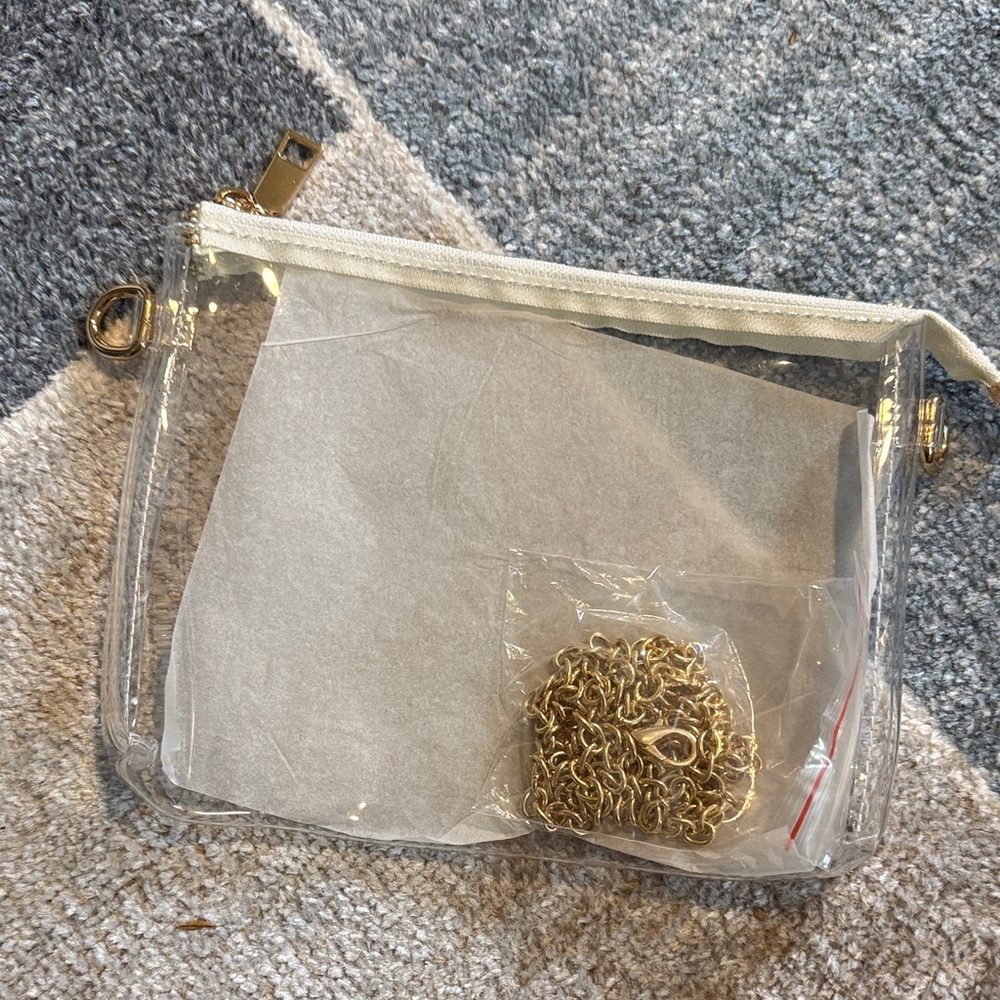 Clear Pouch with Gold Chain